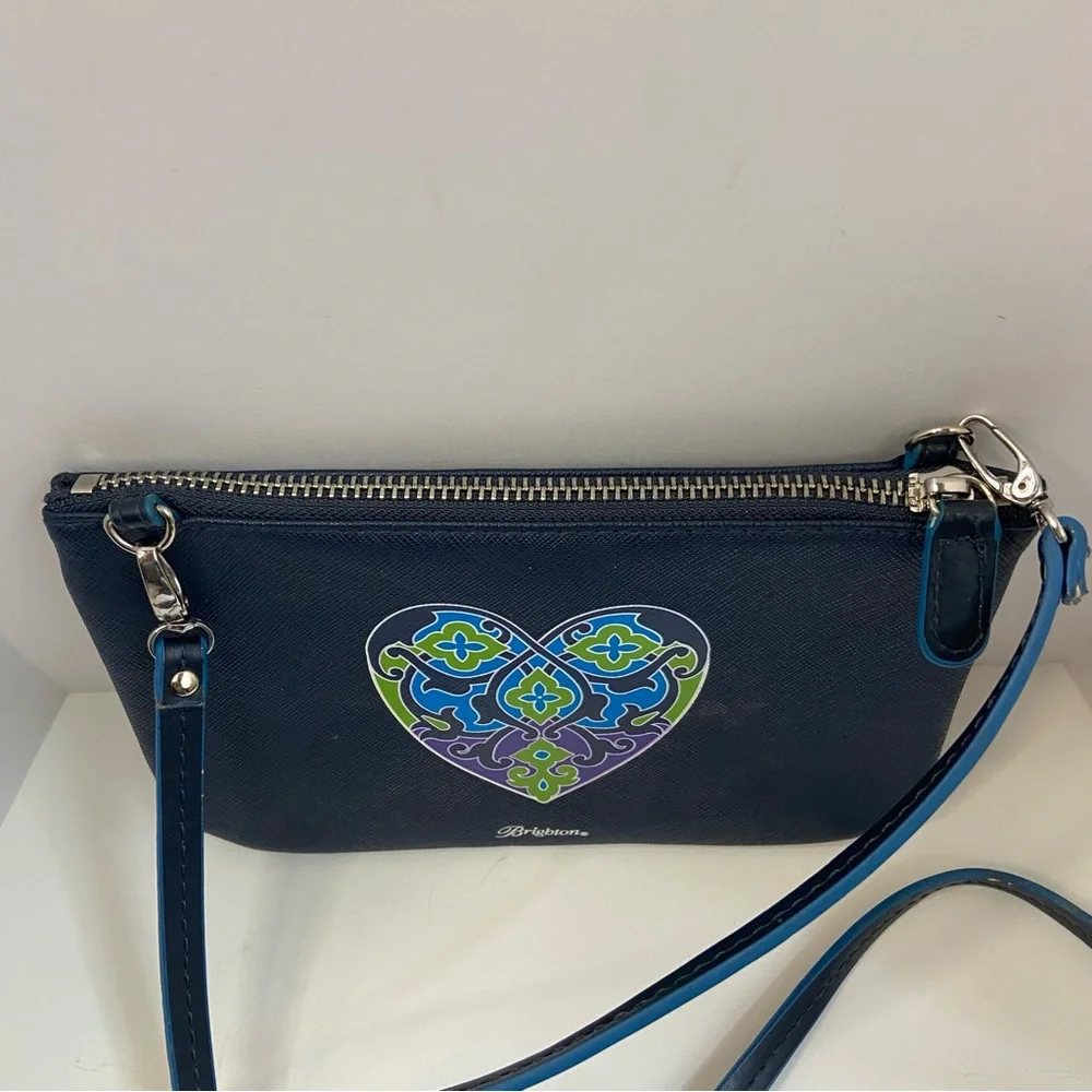 Brighton Blue Crossbody Bag with Vibrant Heart - Picture 7 of 11